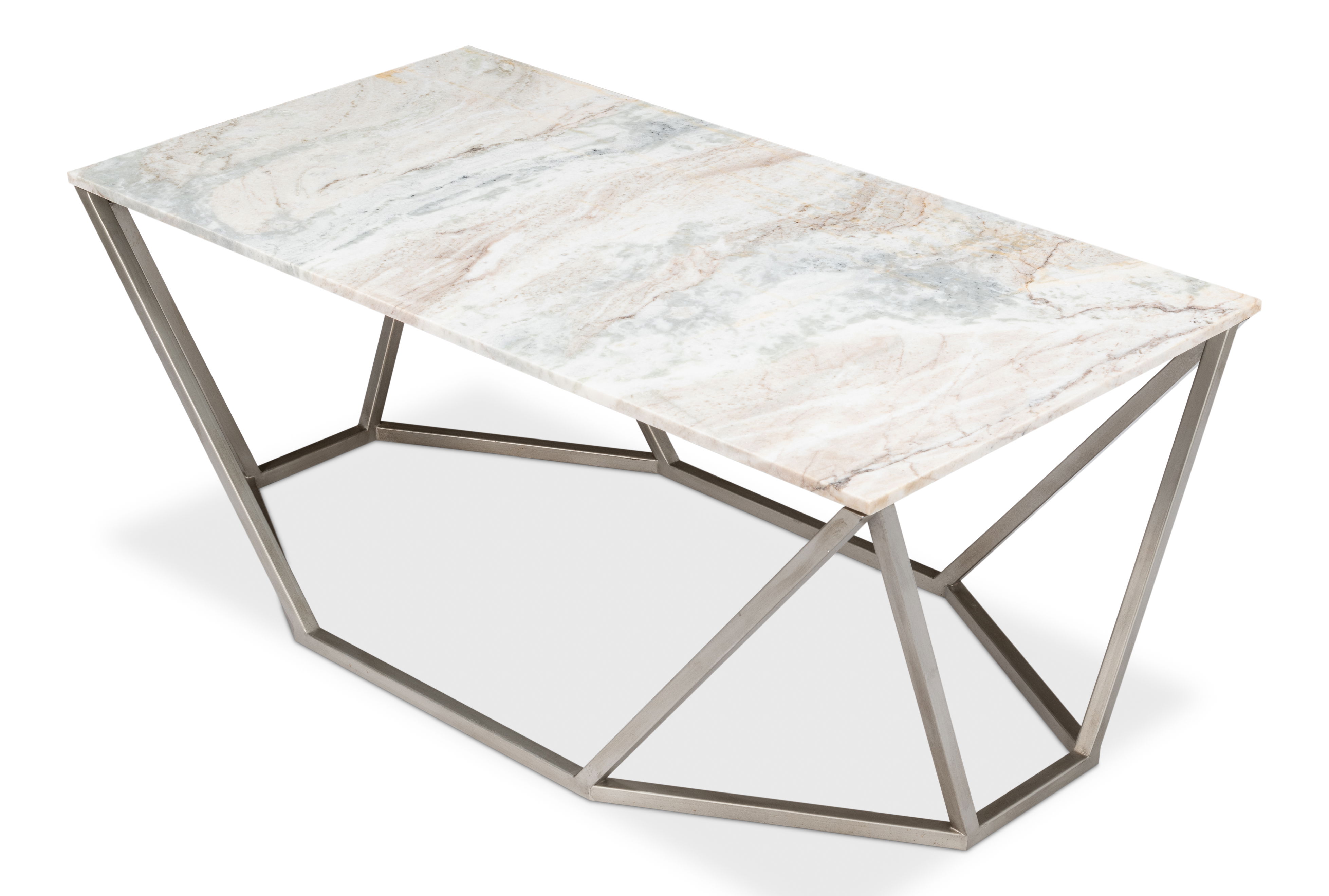 Trapezoid Coffee Table, Marble Top, by Sarreid, 44" length x 23" width x 18" height View 10