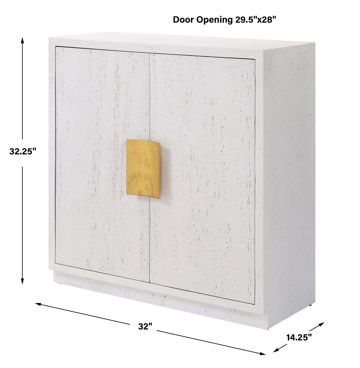 Emma 2 Door White Cabinet, Cabinets & Chest by Uttermost, 32" width x 32.25" height x 14.25" depth View 3