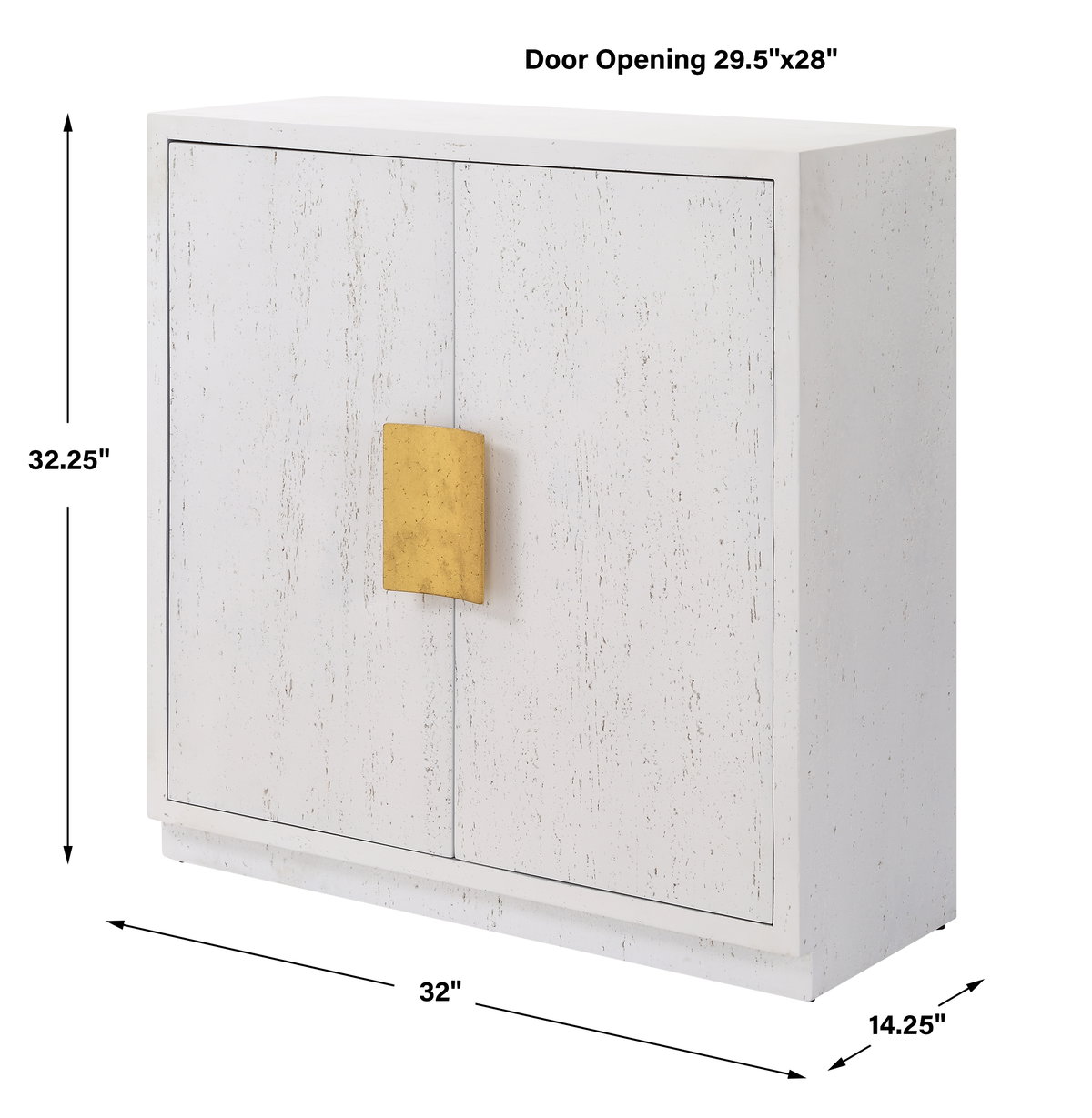 Emma 2 Door White Cabinet, Cabinets & Chest by Uttermost, 32" width x 32.25" height x 14.25" depth View 3