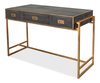 Grey Leather Shagreen Desk, by Sarreid, 1'10" length x 4'1" width x 2'7" height thumbnail 1