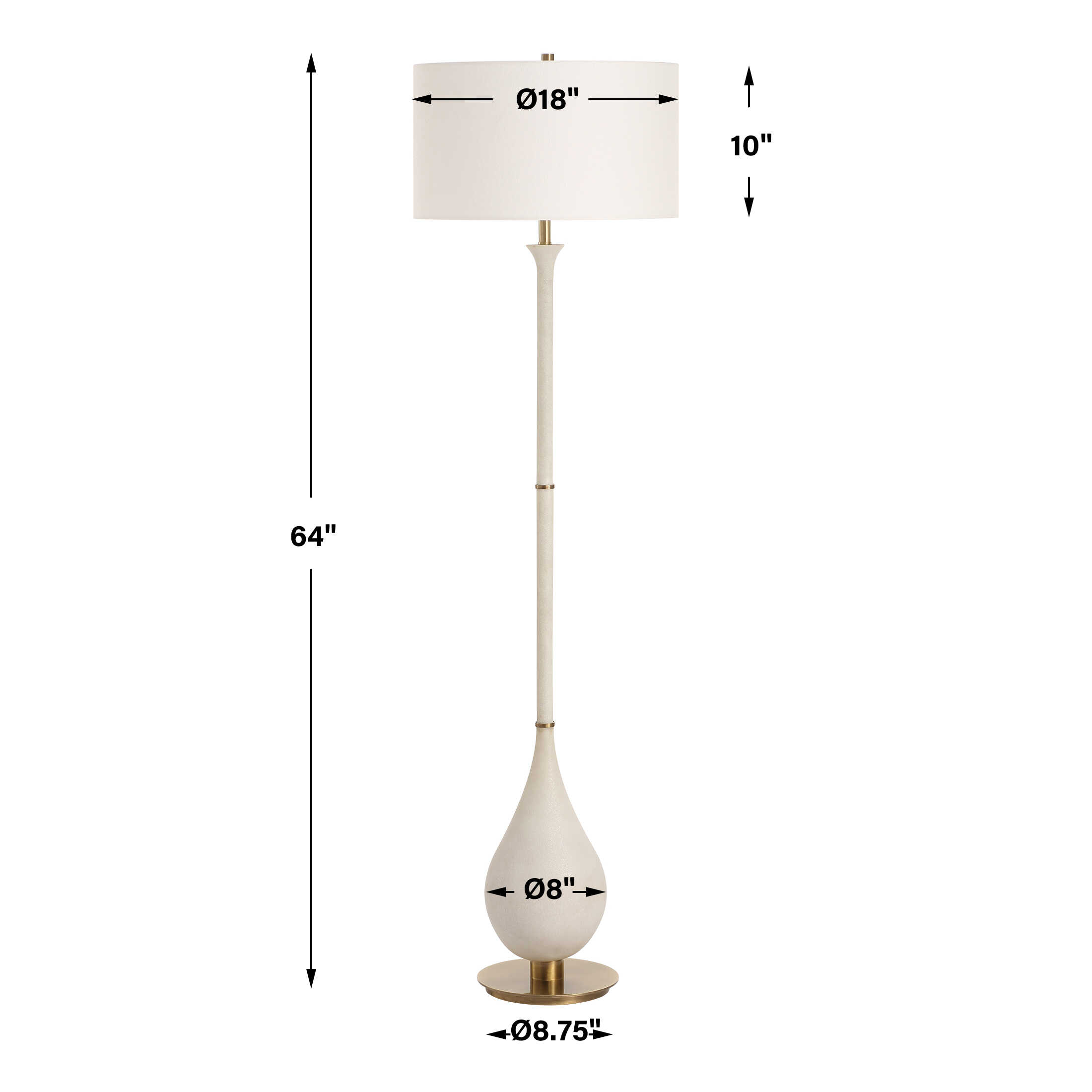 Dewdrop Ivory Floor Lamp, by Uttermost, 18" width x 64" height x 18" depth View 3