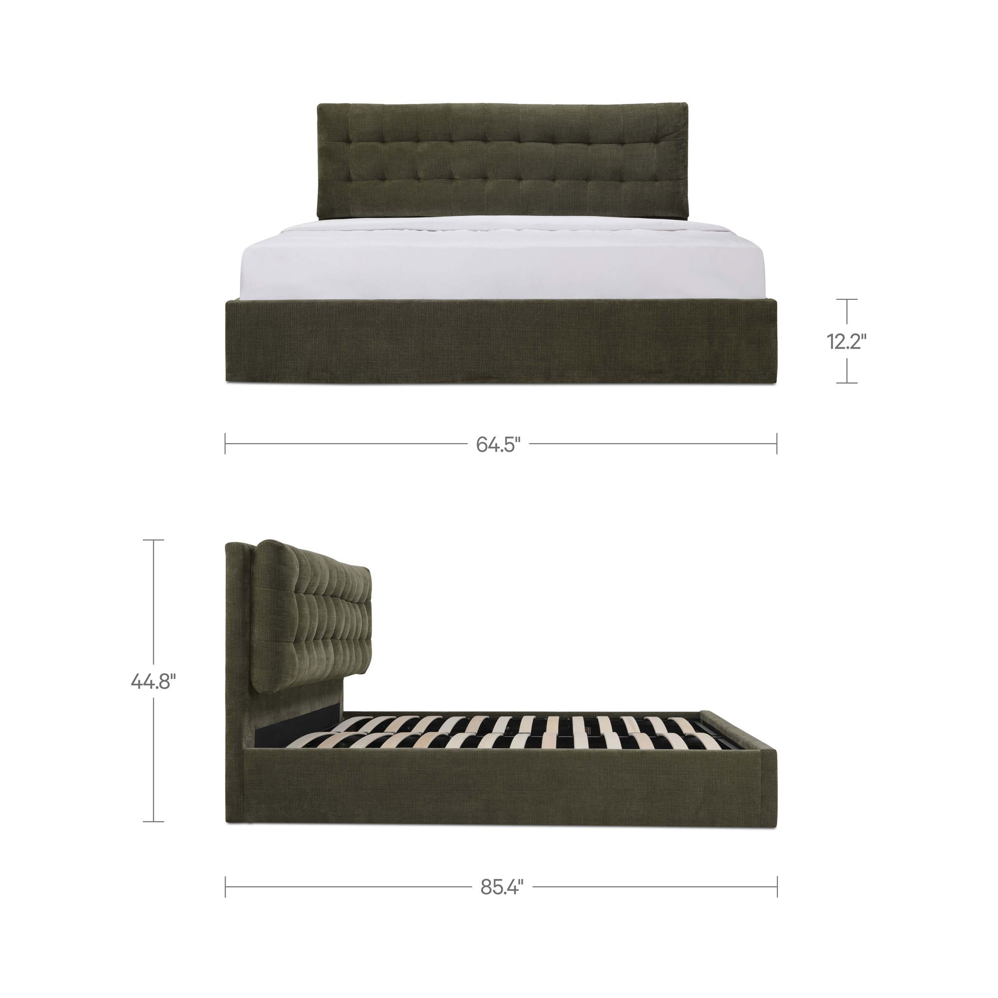 Sebastion Queen Storage Bed Green, by Moe's Home, 5'4.56" width x 3'8.88" height x 7'1.43" depth View 11