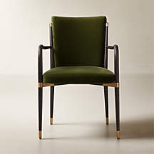 Online Designer Combined Living/Dining Norrie Forest Green Velvet Dining Armchair
