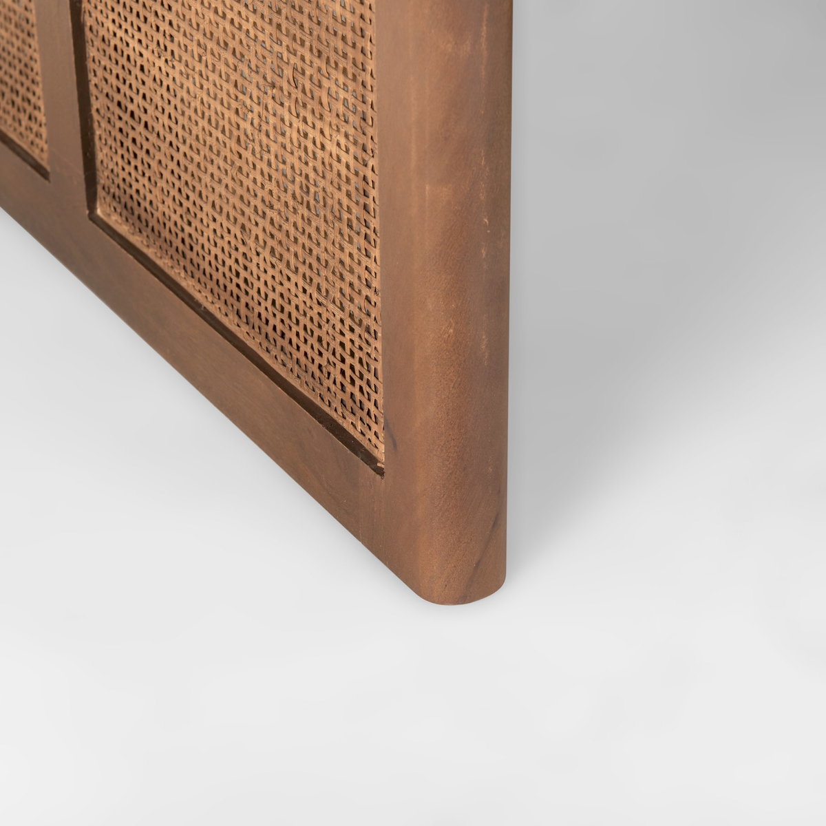 Grier  42' Square Medium Brown Solid Wood with Cane Coffee Table, by Mercana, 42" length x 42" width x 17" height View 10