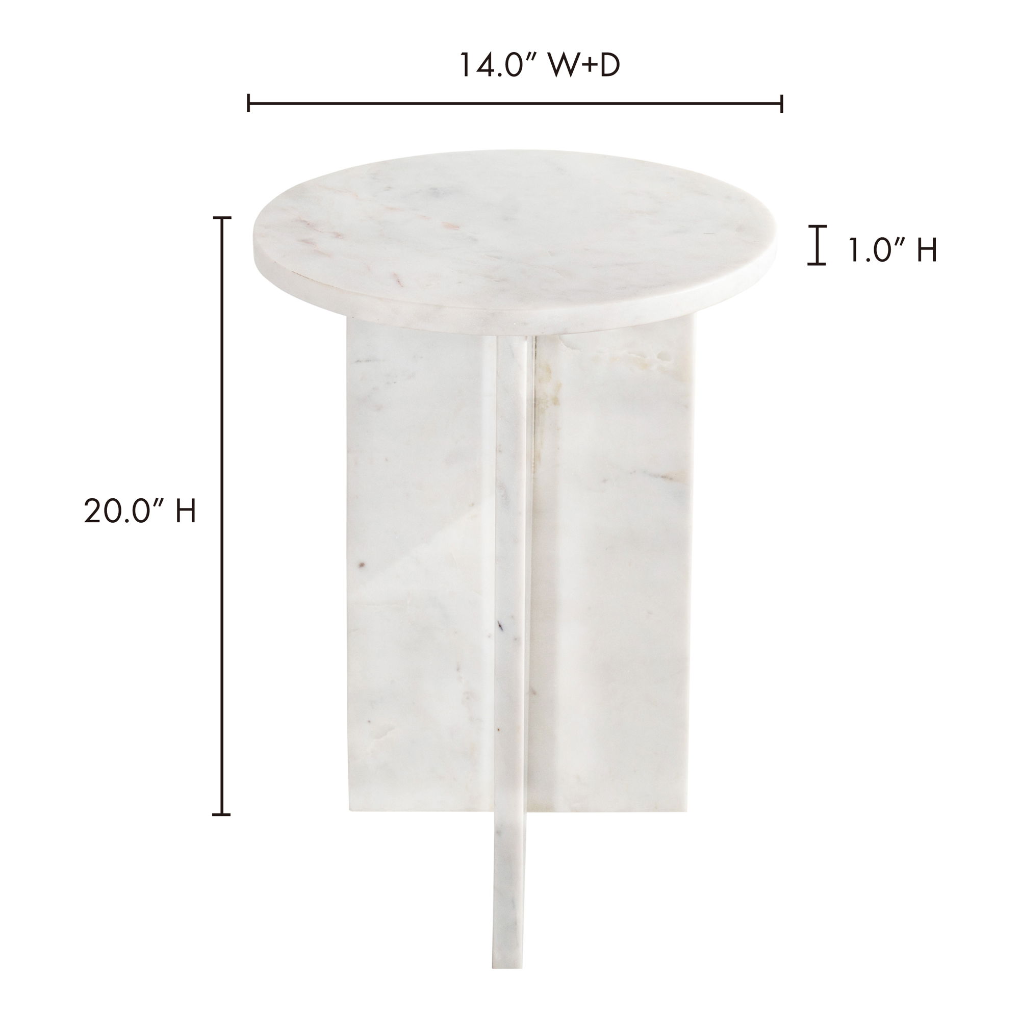 Grace Accent Table White Marble, Side & End Table by Moe's Home, 14" width x 20" height x 14" depth View 10