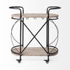 Marlon Black Metal Frame Two Tier Shelves with Stemware holder Bar Cart, Bar Carts & Cabinet by Mercana, 34.65" length x 15.35" width x 34.25" height thumbnail 6