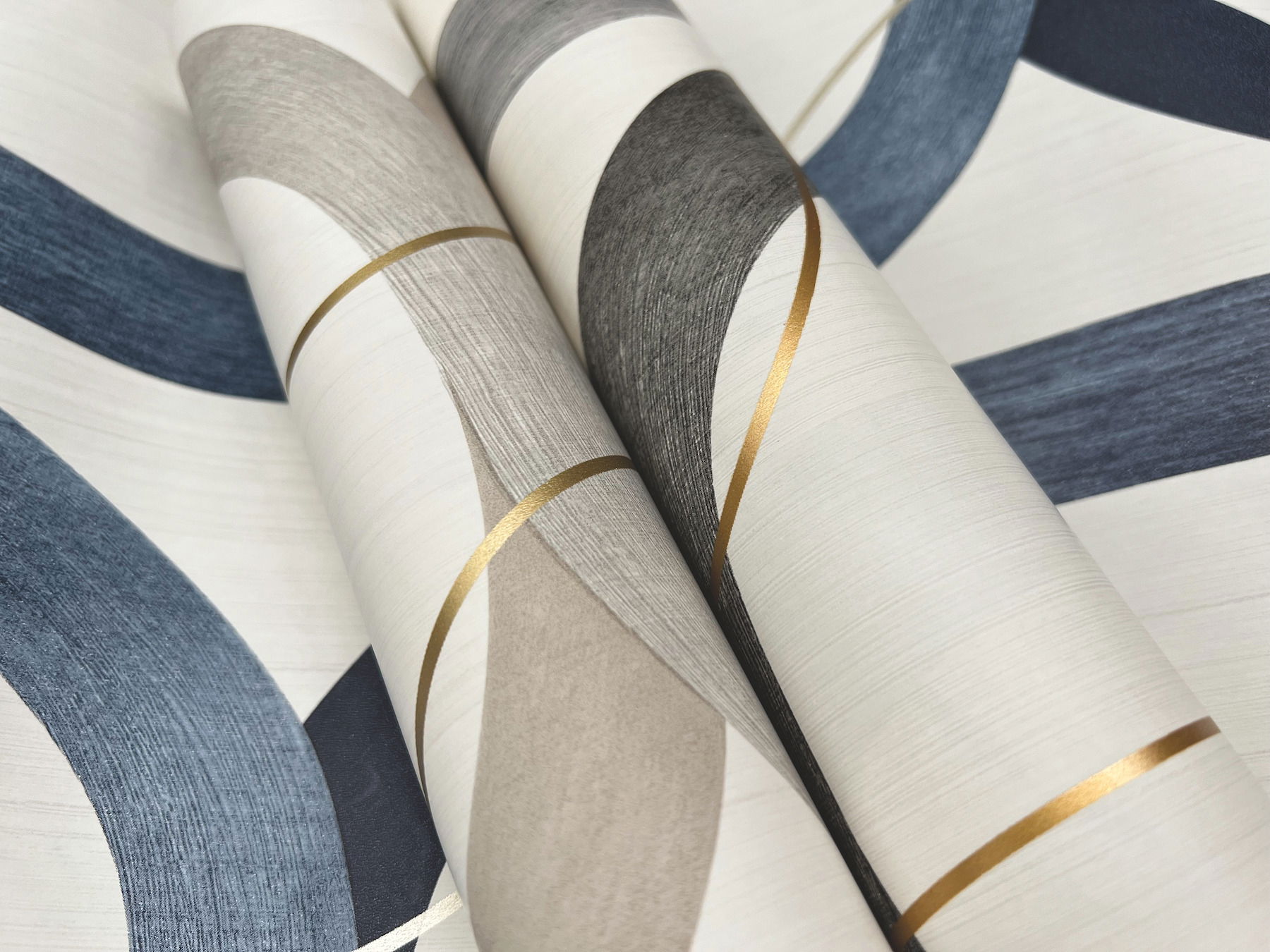 Interlock Navy Peel & Stick Wallpaper large image 