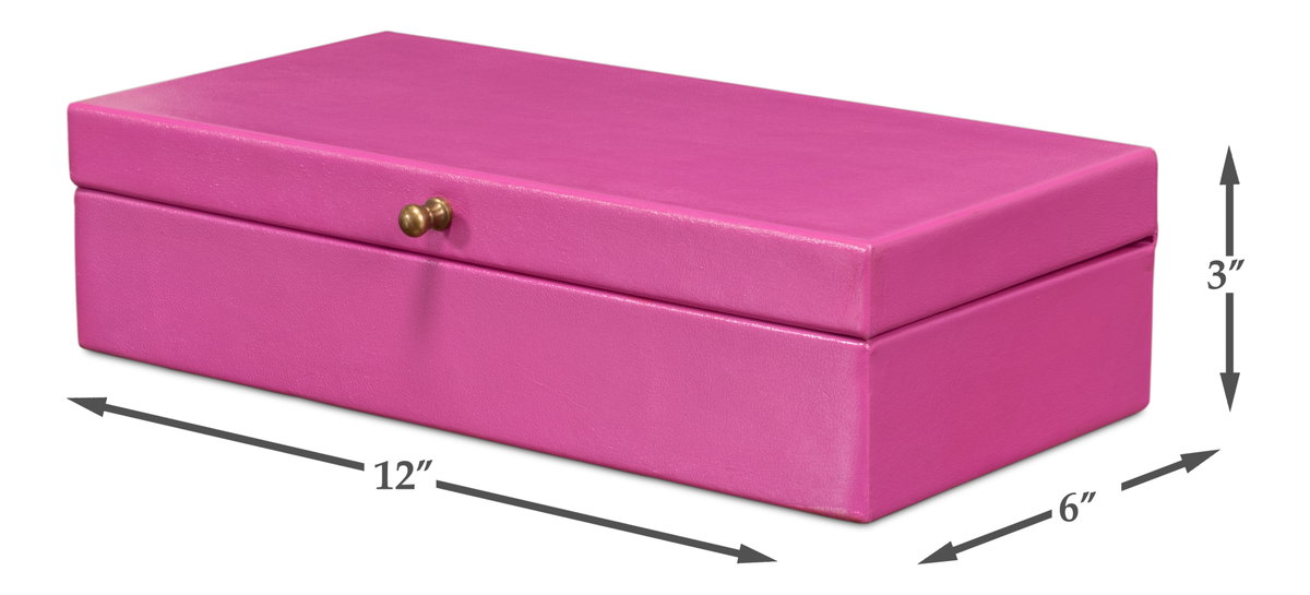 Gatsburg Shagreen Box  Pink  Set Of 2, by Sarreid, 6" length x 1' width x 3" height View 13