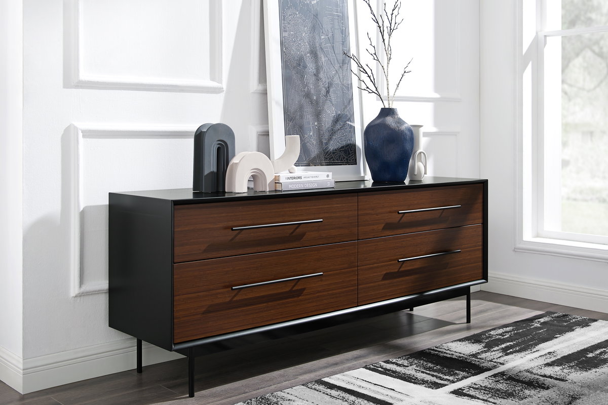Park Avenue 4 Drawer Double Dresser, Ruby, by Greenington, 18" length x 73.5" width x 28" height View 2