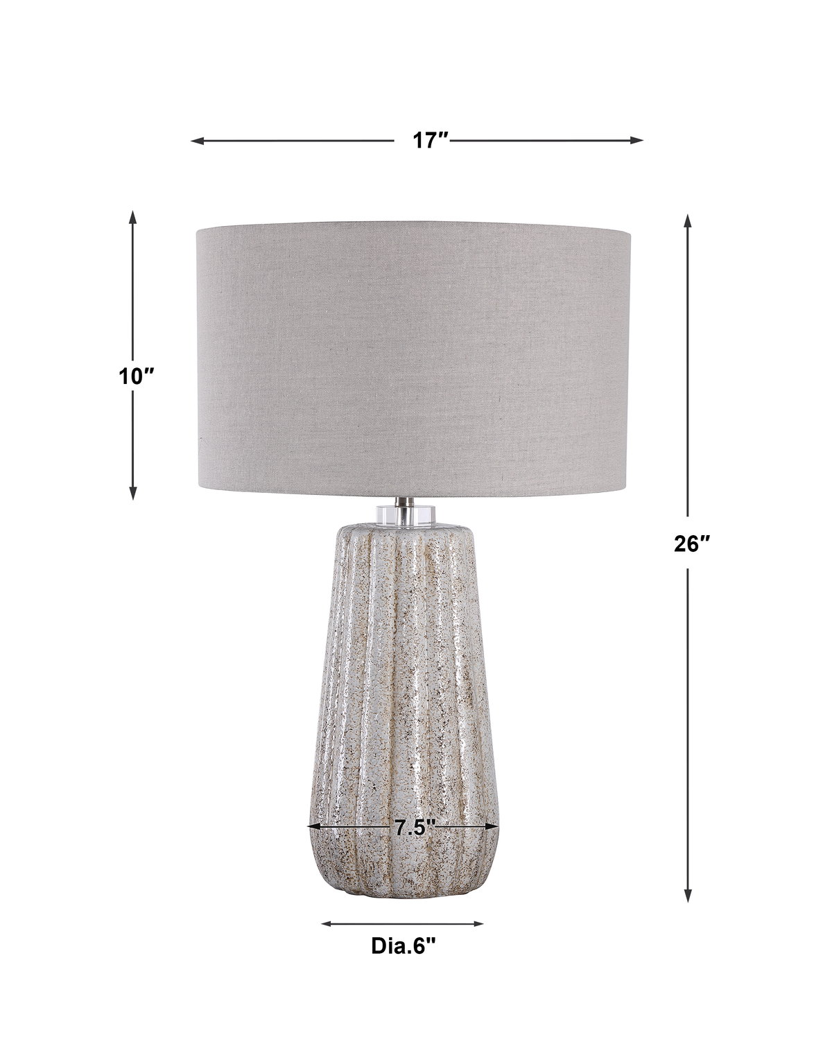 Pikes Stone-Ivory Table Lamp, by Uttermost, 17" width x 26" height x 17" depth View 3