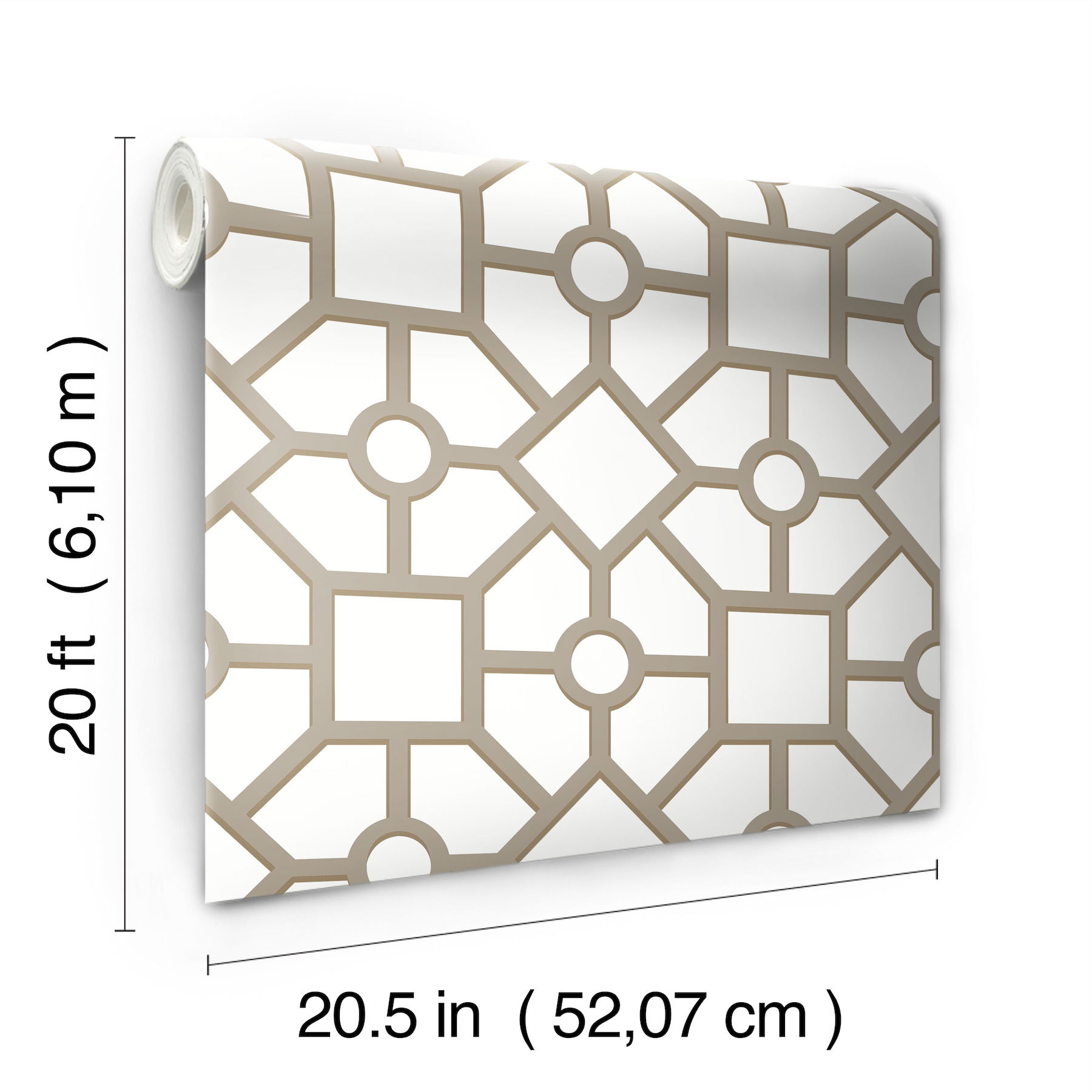 Hedgerow Trellis Taupe & Gold Peel & Stick Wallpaper large image 