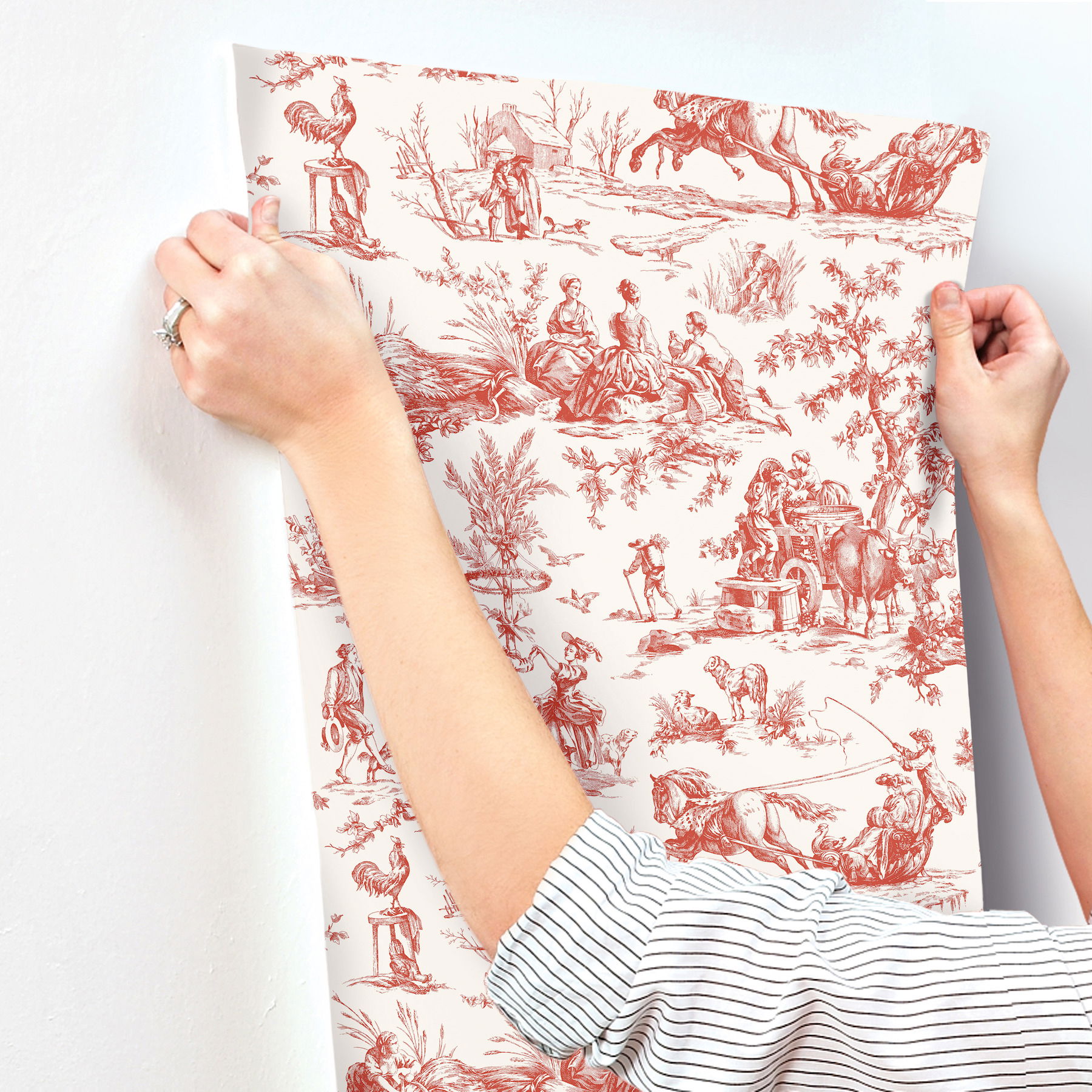 Seasons Toile Scarlet Wallpaper large image 