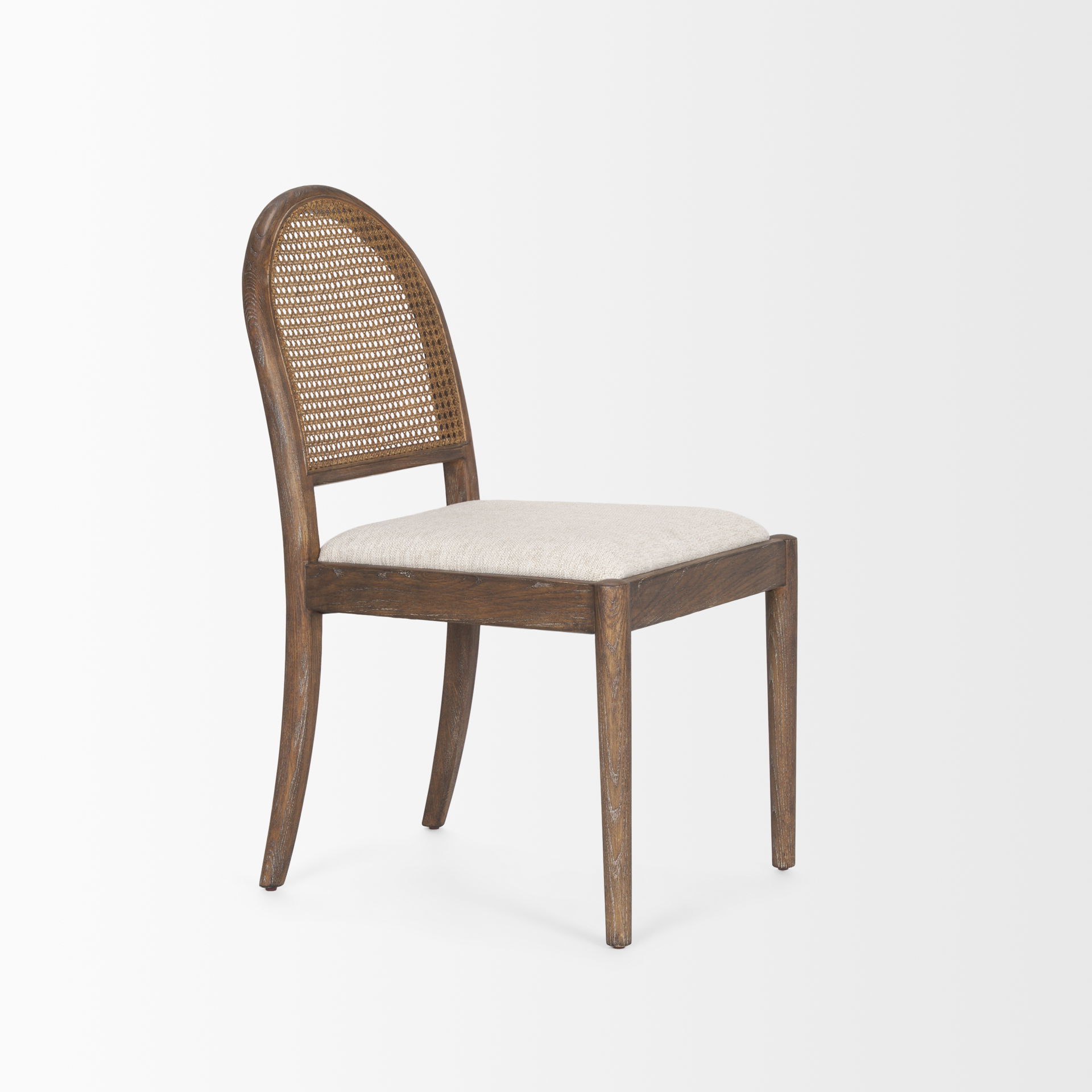 Elle Rounded Caneback Medium Brown Wood with Oatmeal Fabric Dining Chair large image 