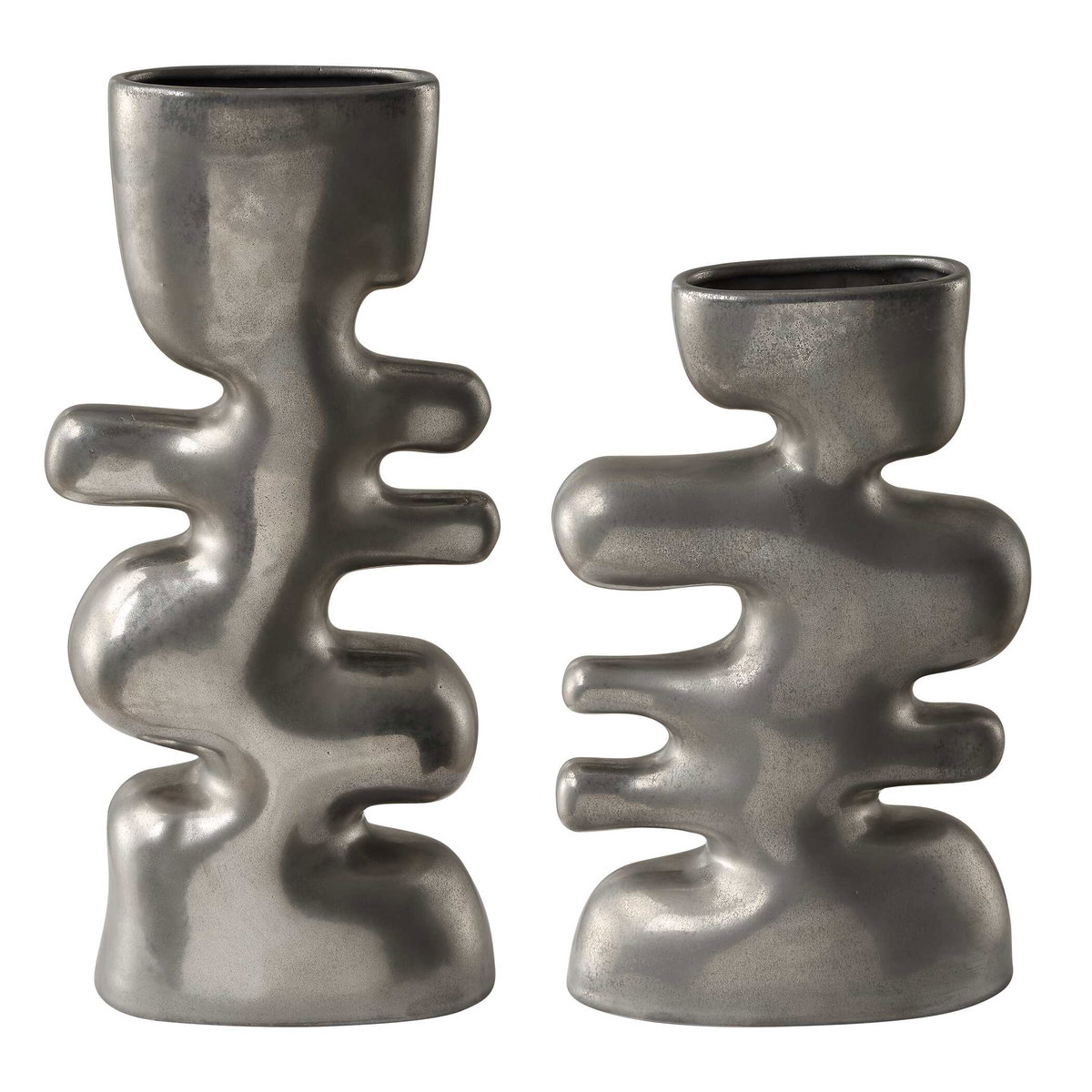 Free Flowing Nickel Vases Set/2, Decorative by Uttermost, 7" width x 14.25" height x 3.5" depth View 4