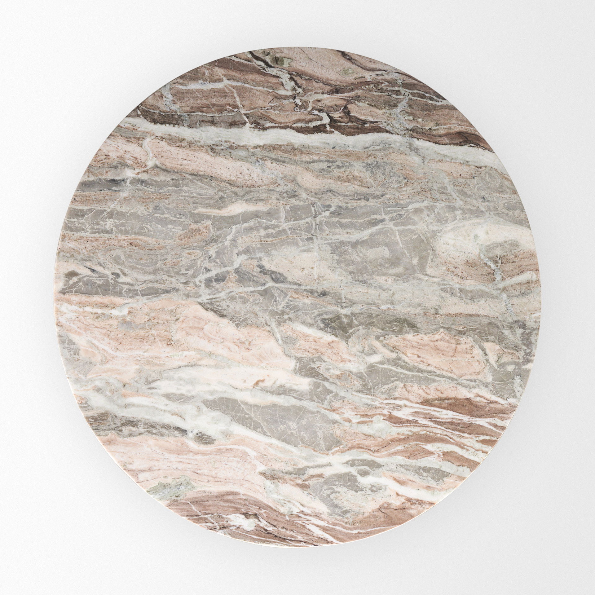 Allyson 54' Round Medium Brown with Pink Marble Pedestal Dining Table large image 