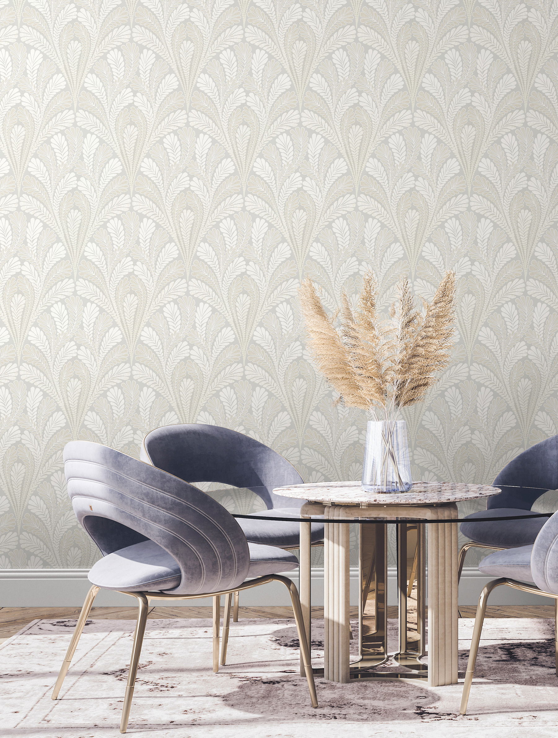 Shell Damask Grey Wallpaper large image 