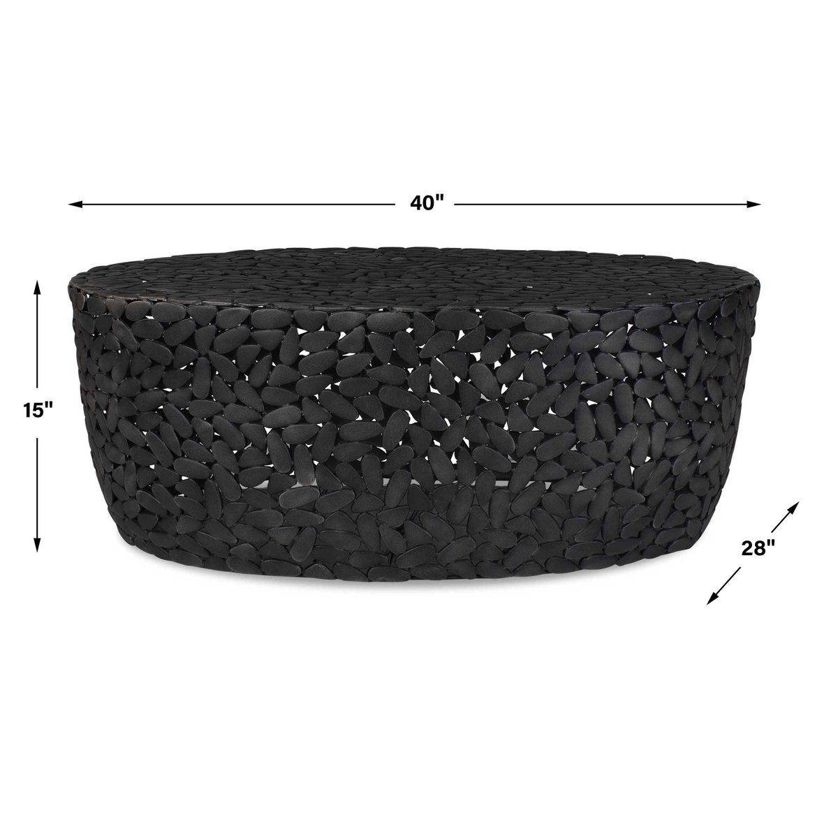 Rivington Outdoor Pebble Coffee Table, Outdoor Table by Uttermost, 3'4" width x 1'3" height x 2'4" depth View 3