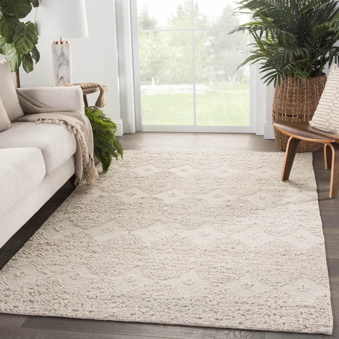 Jaipur Living Dentelle Handknotted Geometric Beige Area Rug large image 