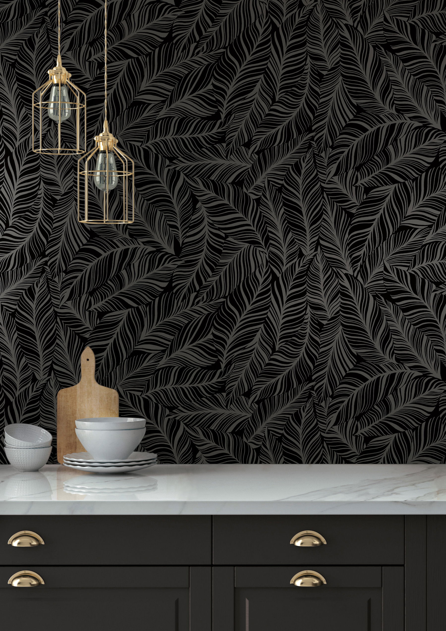 Rainforest Canopy Black Wallpaper, by York Wall, 27' length x 2'3" width x 0.02" depth View 3