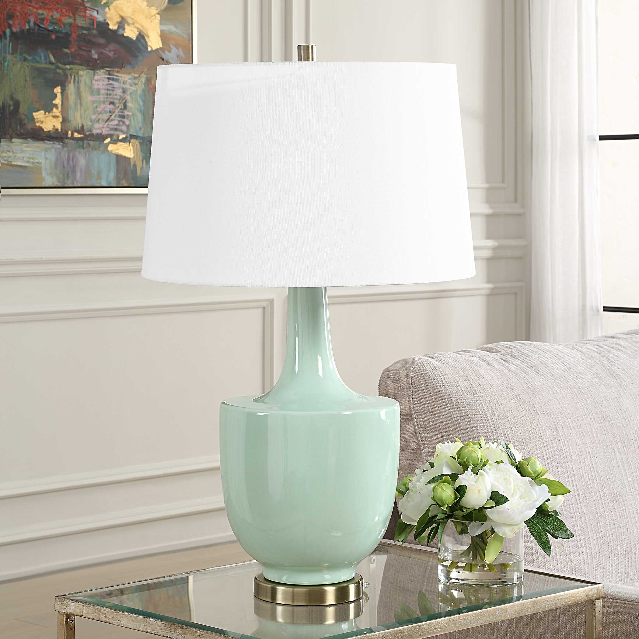 Kyla Mint Green Table Lamp, by Uttermost, 18" width x 30" height x 18" depth View 4