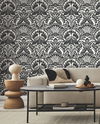 Egret Damask Black & White Wallpaper thumbnail 4