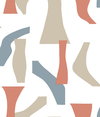 Modernist Coral & Blue Peel & Stick Wallpaper, by York Wall, 20' length x 1'8.5" width x 0.02" depth thumbnail