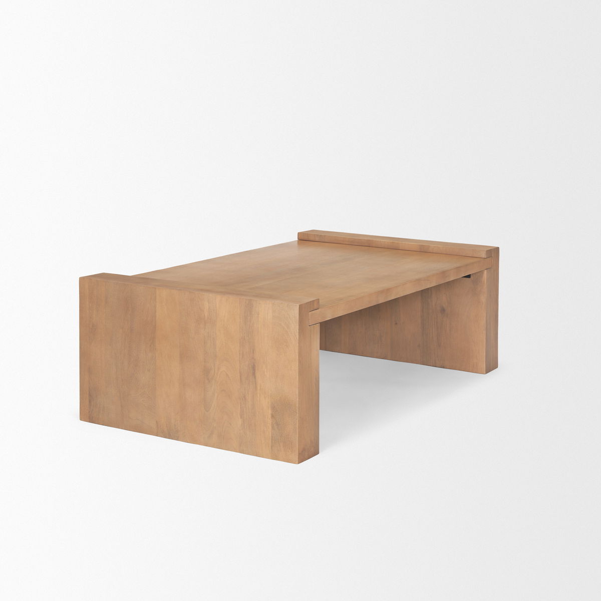 Wesson Light Brown Wood Rectangular Coffee Table, by Mercana, 48" length x 28" width x 16" height View 7