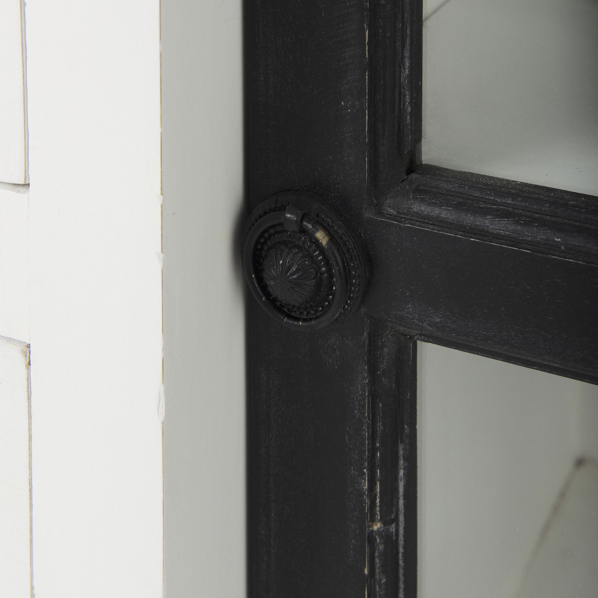 Bourchier 75x21 White/Black Solid Wood Frame Brown Top 4 Drawer 2 Glass Cabinet Buffet large image 