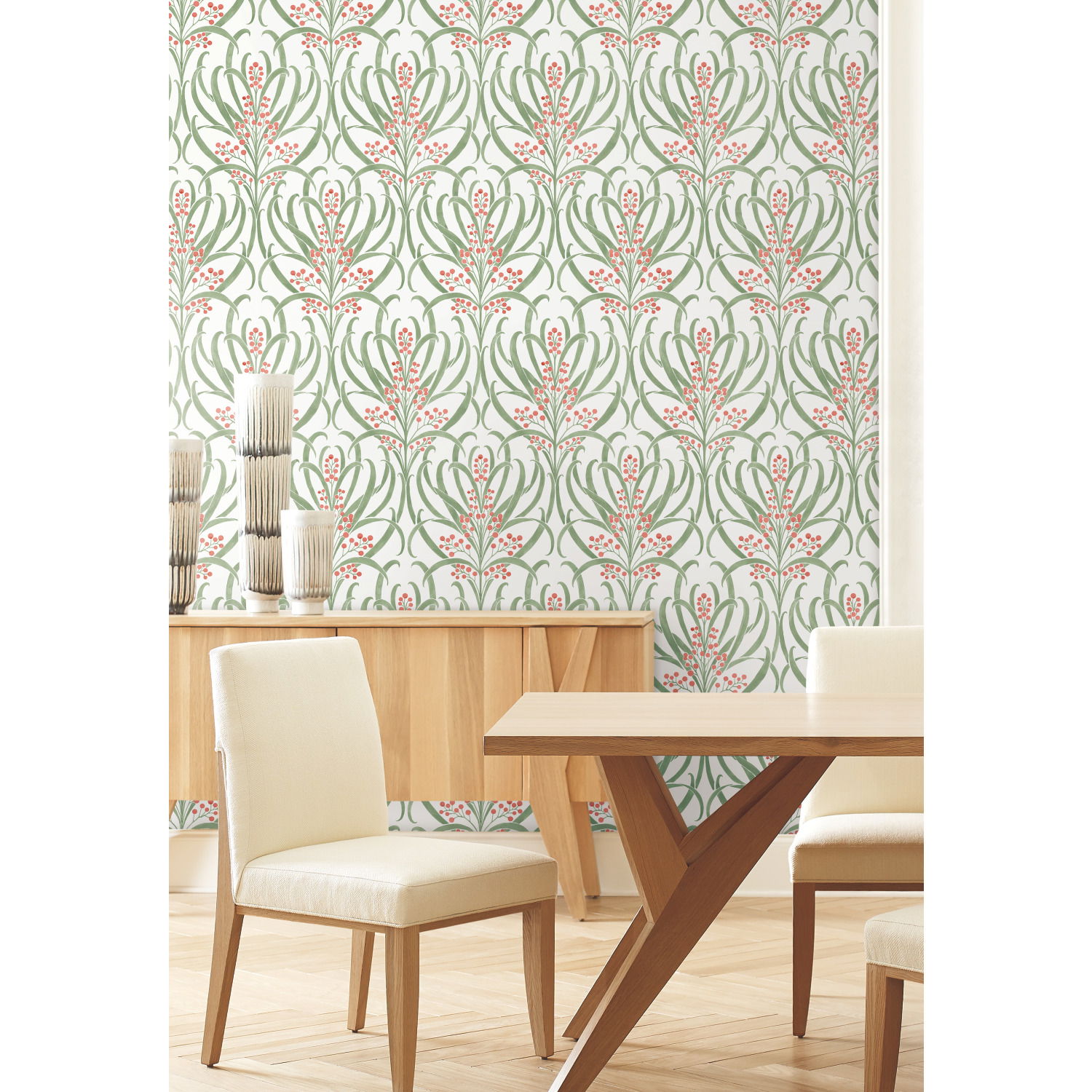 Calluna White & Berry Metallic Wallpaper large image 