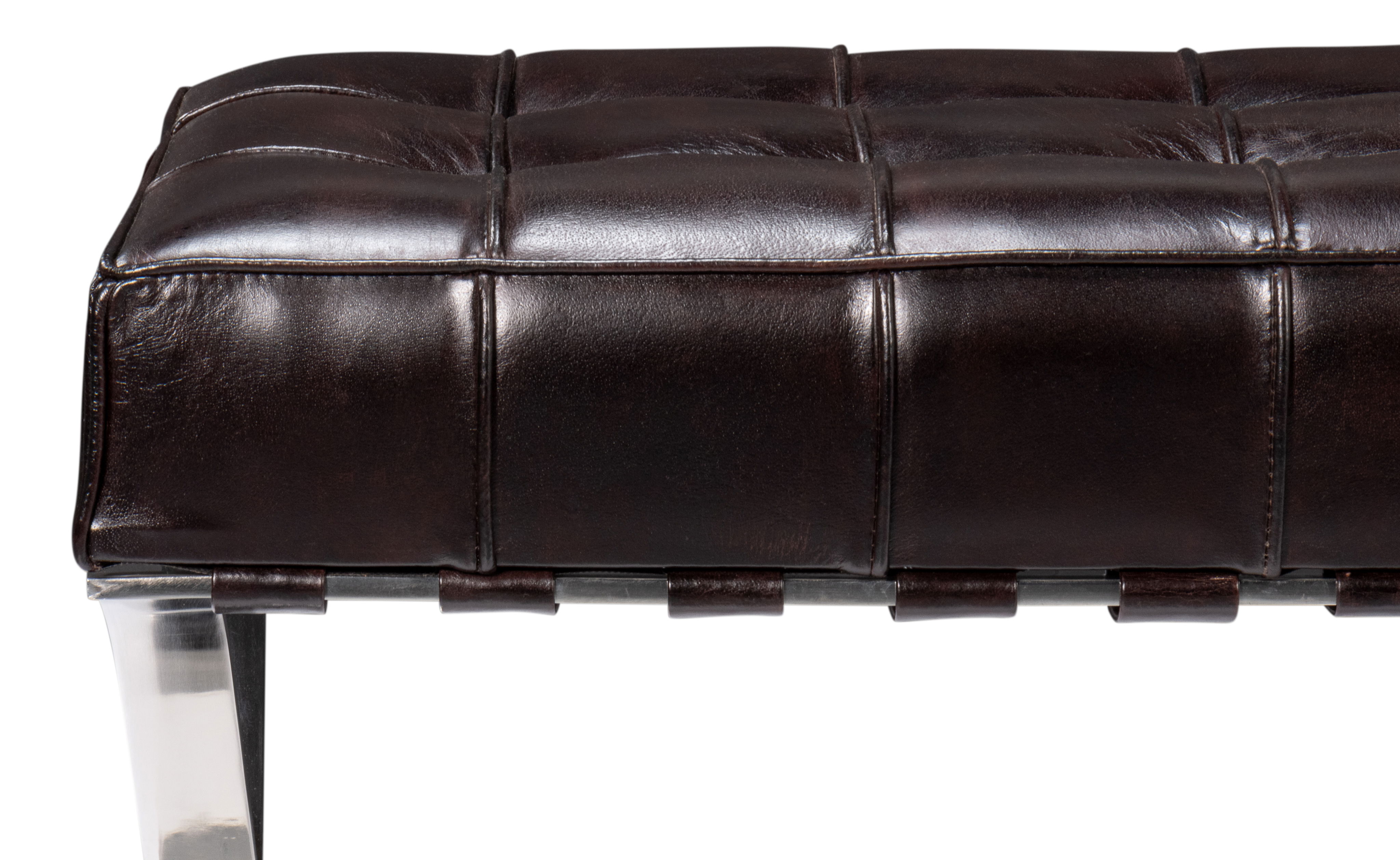 Catalunya Long Bench, Dark Brown, Seating by Sarreid, 60" length x 15" width x 17.5" height View 4
