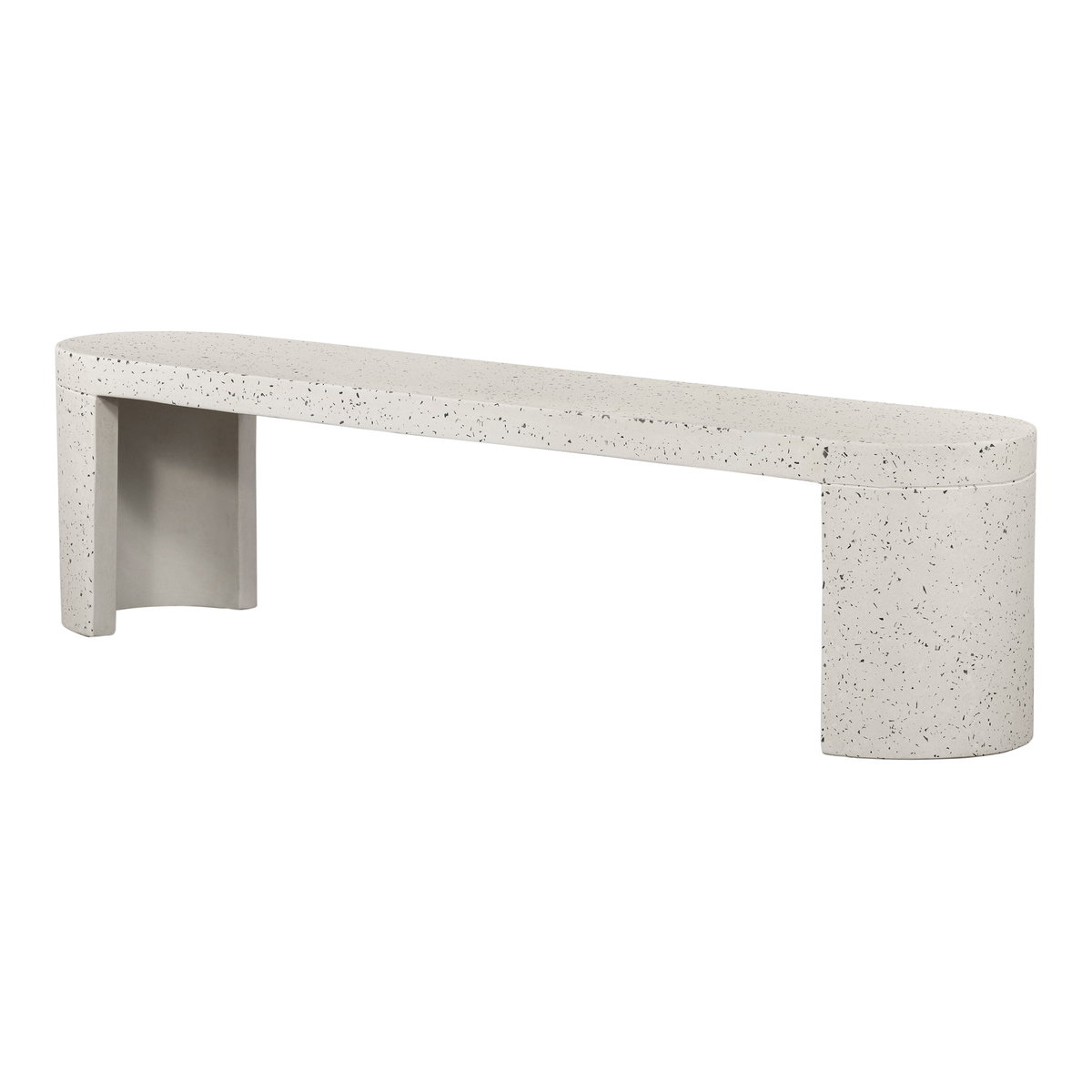 Lyon Outdoor Bench White Terrazzo, by Moe's Home, 5'10.9" width x 1'5.7" height x 1'3" depth View 2