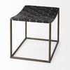 Clarissa 22.0L x 16.0W x 16.75H Black Leather Woven Seat with Gold Metal Frame Stool thumbnail 4