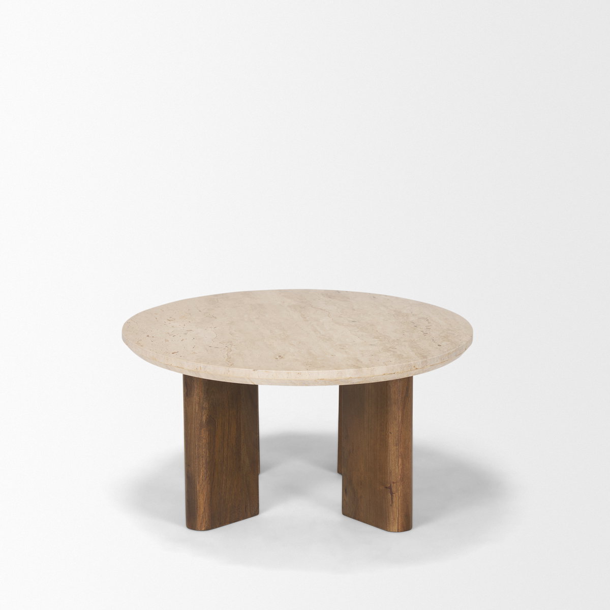 Syona Travertine + Mango Wood leg Oval Coffee table, by Mercana, 44" length x 30" width x 16" height View 5