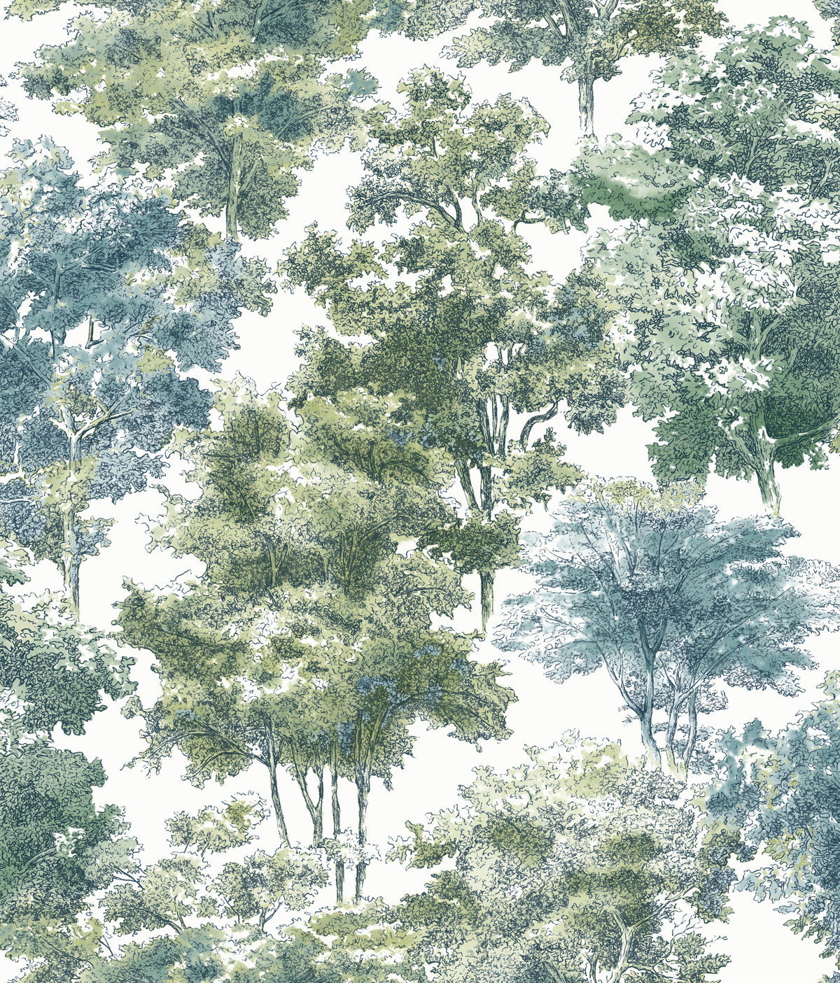 Old World Trees Green Peel & Stick Wallpaper, by York Wall, 16'6" length x 1'8.5" width x 0.02" depth