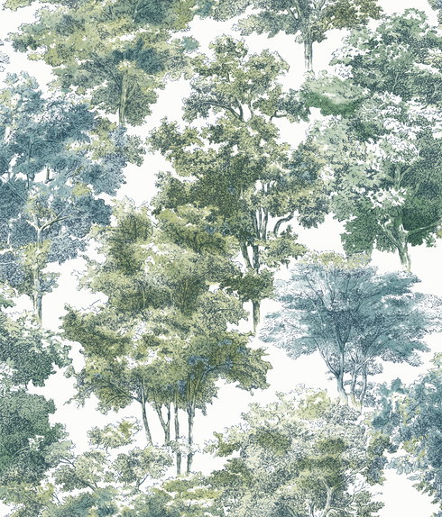 Old World Trees Green Peel & Stick Wallpaper