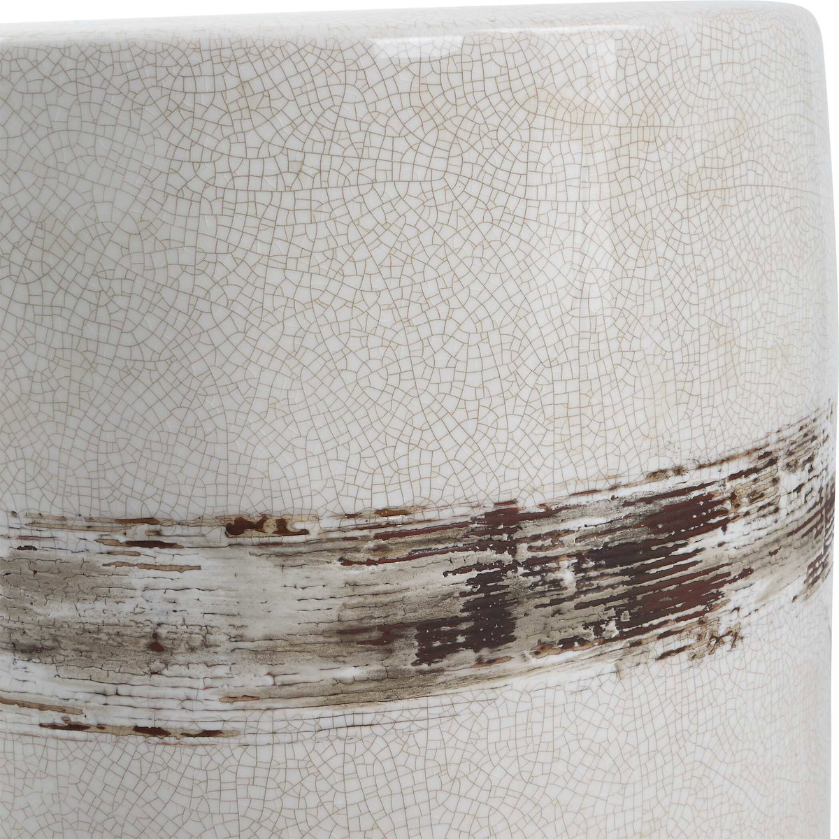Comanche White Ceramic Garden Stool, Side & End Table by Uttermost, 13" width x 18" height x 13" depth View 5