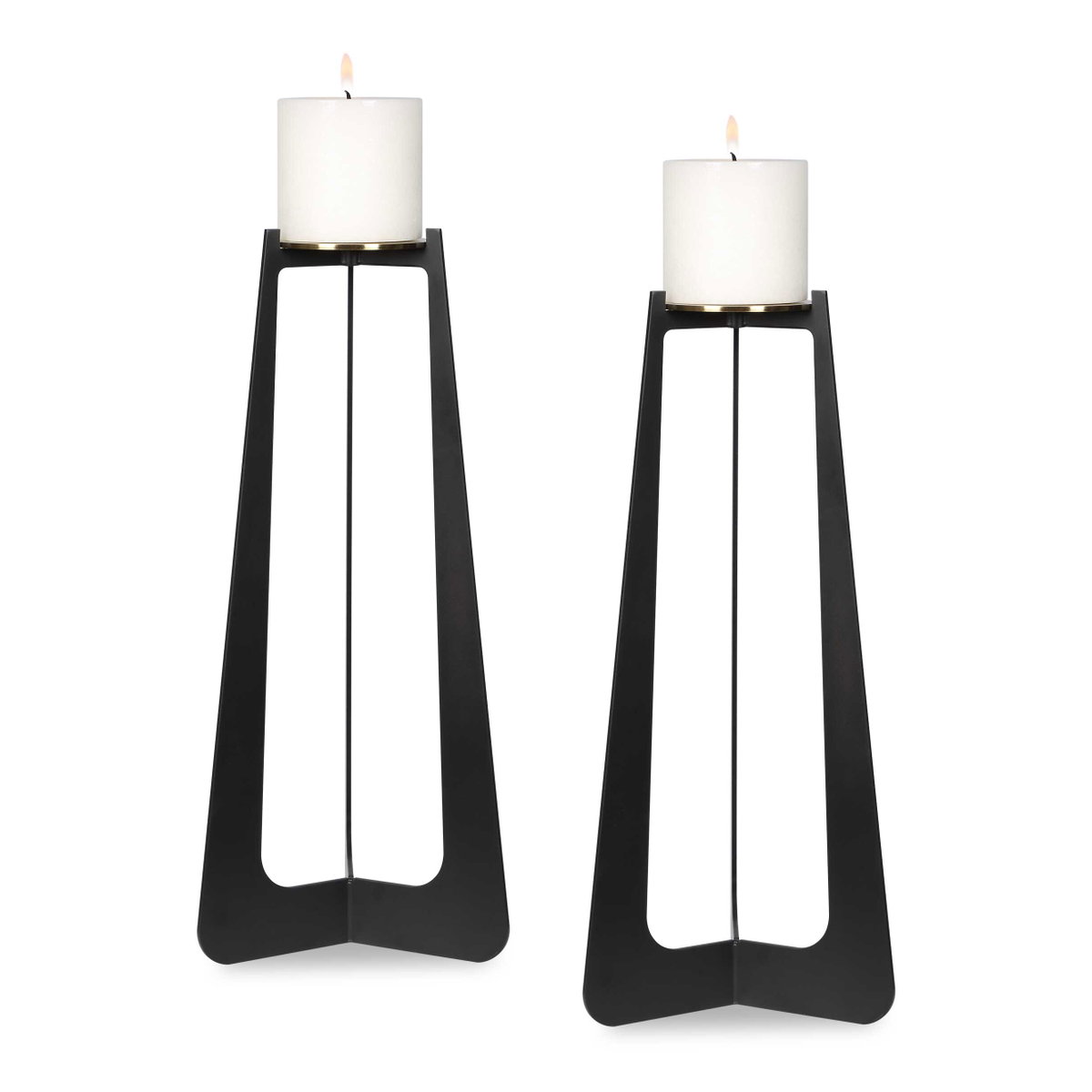 Columnar Black Candleholders Set/2, Candles & Candle Holder by Uttermost, 6.25" width x 15" height x 6.25" depth View 1
