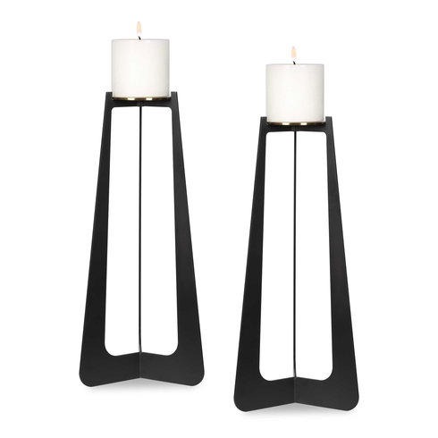 Columnar Black Candleholders Set/2
