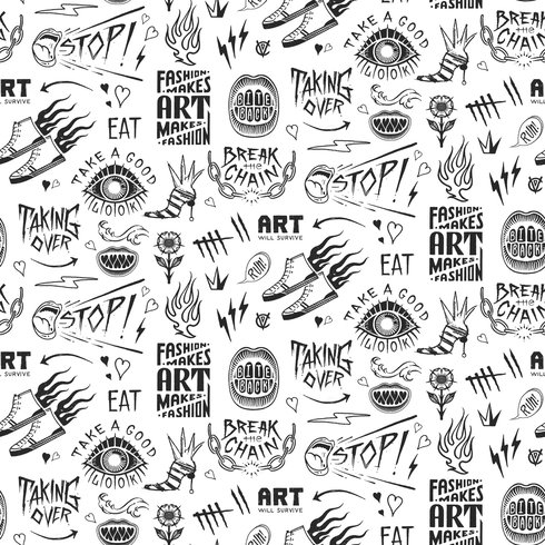 Disney Cruella Graffiti Black Peel & Stick Wallpaper