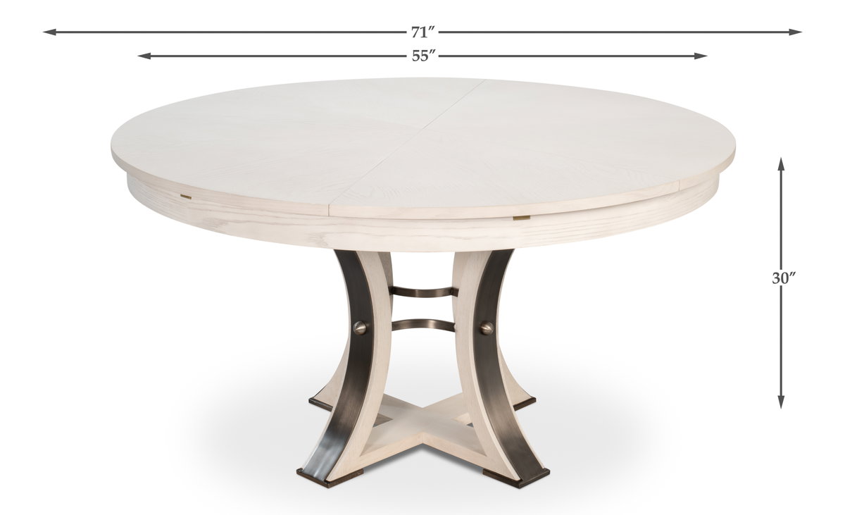 Tower Jupe Dining Table Med Working Wht, by Sarreid, 4'7" length x 4'7" width x 2'6" height View 13