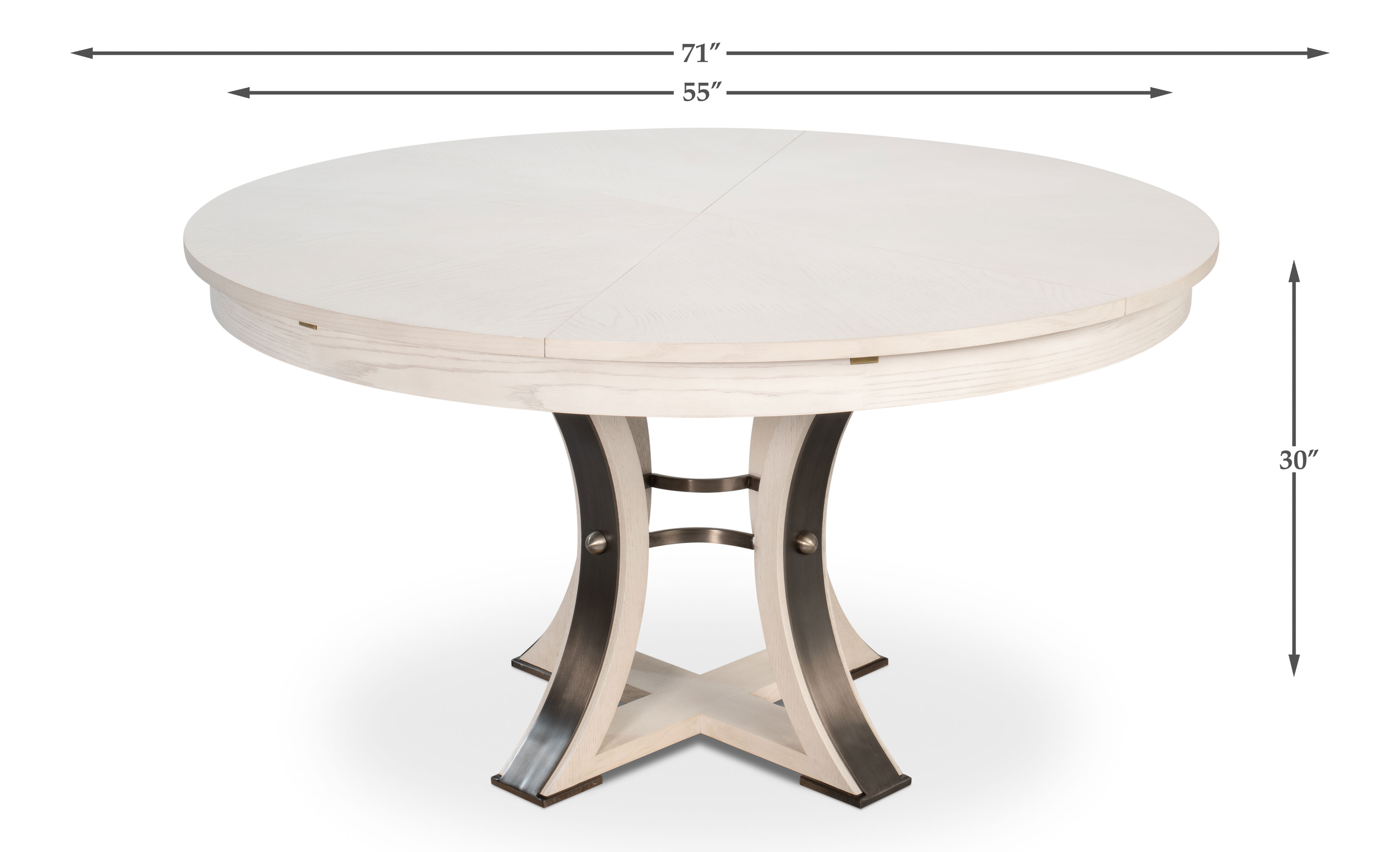 Tower Jupe Dining Table,Med,Working Wht, by Sarreid, 55" length x 55" width x 30" height View 13