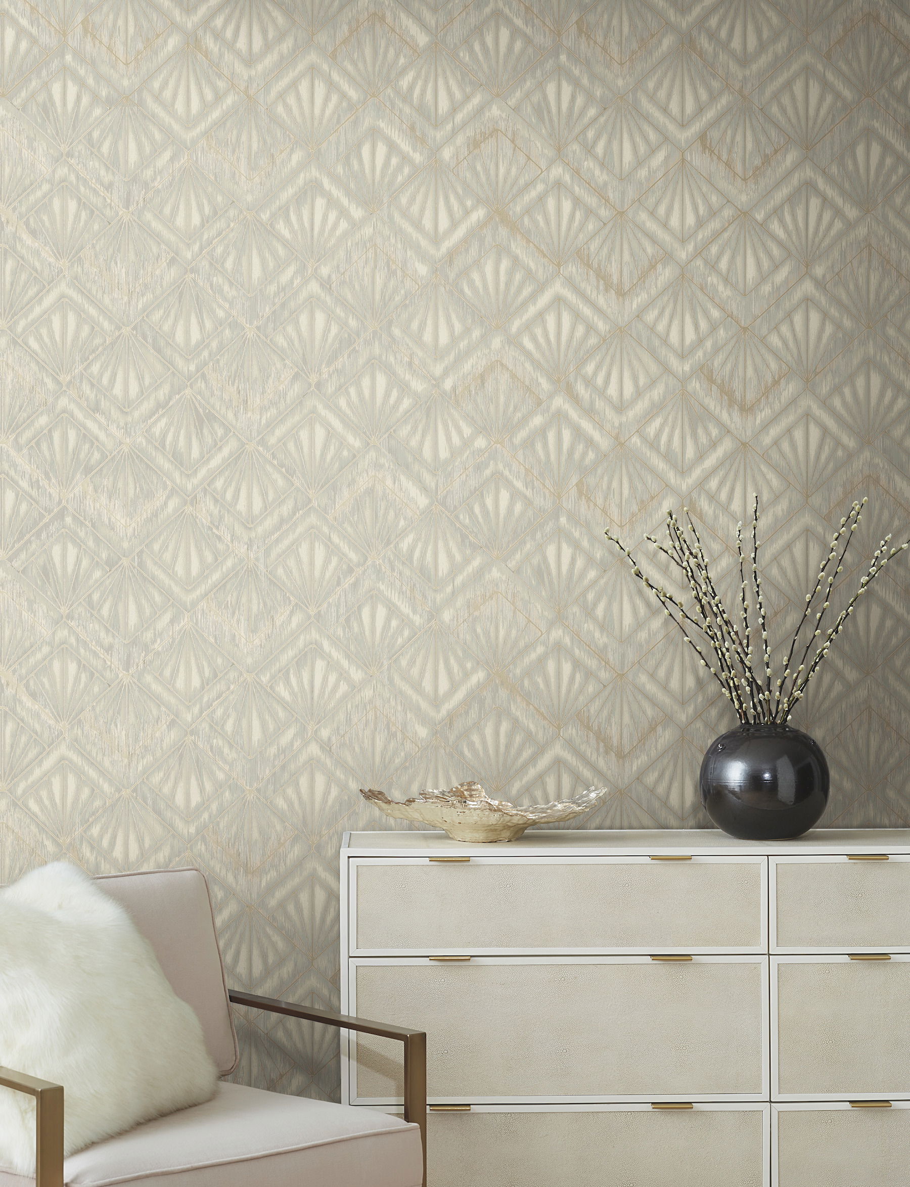 Modern Shell Grey & Beige Wallpaper large image 