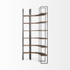 Turner II 37L x 10.5W x 90H Curved Dark Brown Wood And Black Iron Six Shelving Unit, Shelving & Bookcase by Mercana, 36.5" length x 36.5" width x 90" height thumbnail 5