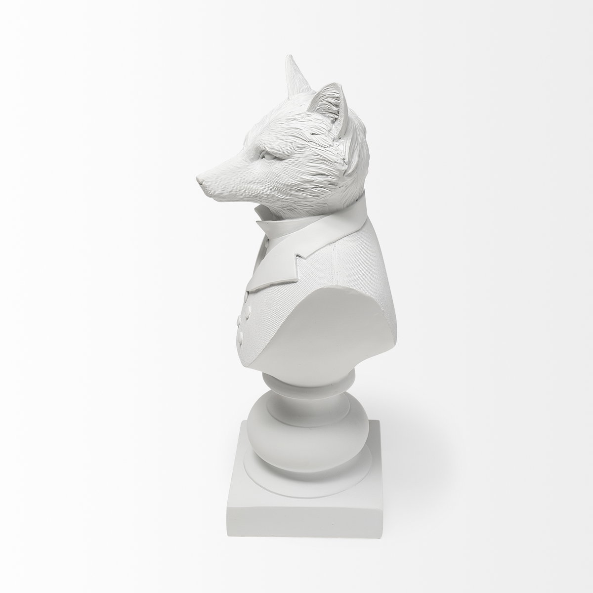 Murray 6L x 5W White Resin Business Fox, Decorative Object by Mercana, 6.3" length x 5.51" width x 12.8" height View 4