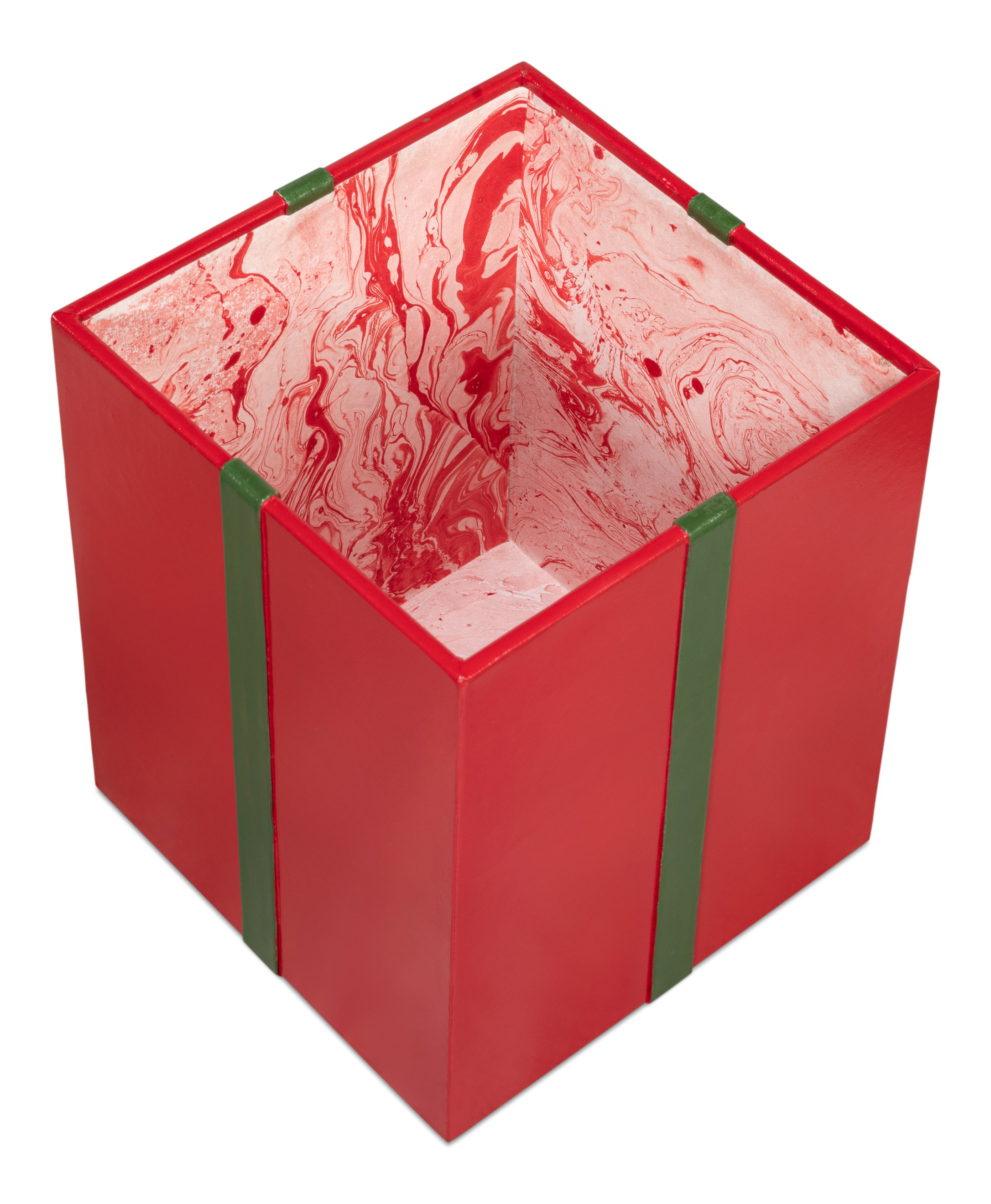 Ferrell Leather Holiday Boxes,S/3,Red, Decor by Sarreid, 8" length x 8" width x 9" height View 9