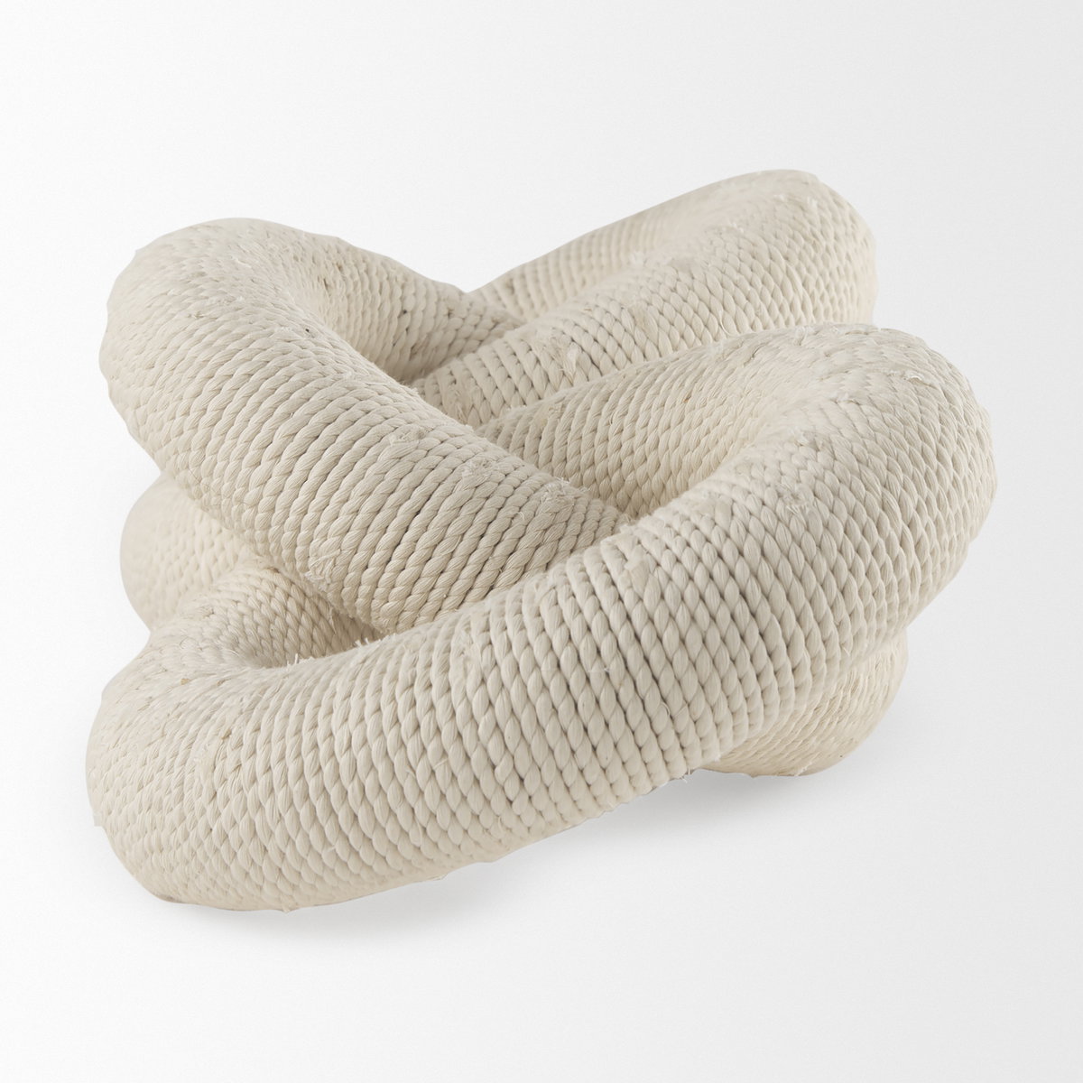 Alize Cotton Rope Wrapped Solid Wood Circular Chain Link Decorative Object, by Mercana, 14" length x 11" width x 8" height View 4