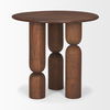 Sonel Pedestal Medium Dark Brown Acacia Wood Foyer Table, Side & End Table by Mercana, 32" length x 32" width x 30" height thumbnail 5