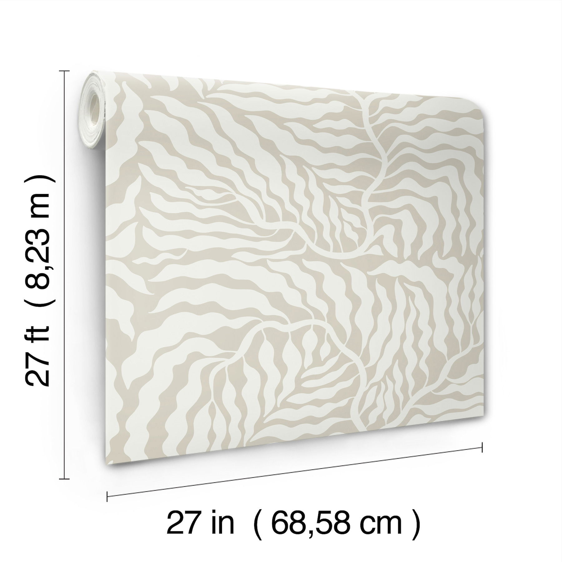 Fern Fronds Taupe & White Wallpaper Fern Fronds Taupe & White Wallpaper large image