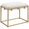 Paradox Small Gold & White Shearling Bench, Benche by Uttermost, 23.5" width x 20.75" height x 15.75" depth thumbnail 4