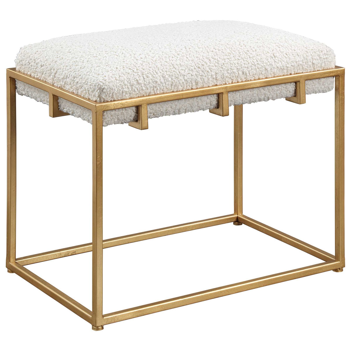 Paradox Small Gold & White Shearling Bench, Furniture by Uttermost, 23.5" width x 20.75" height x 15.75" depth View 4